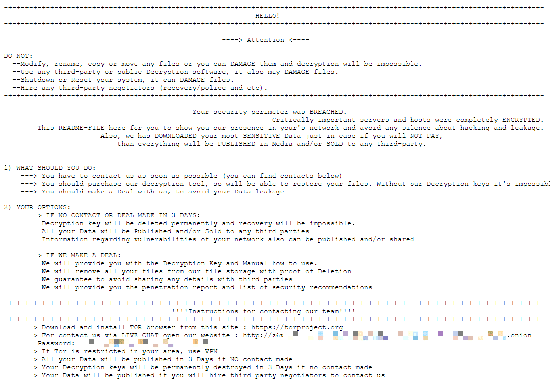 ChileLocker Ransom message