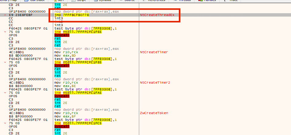 screenshot of when opening explorer.exe in its active process state, suspicious functions will be hooked.