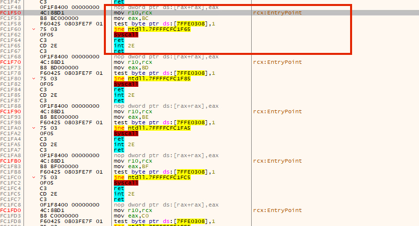 screenshot of NtCteateThreadEx