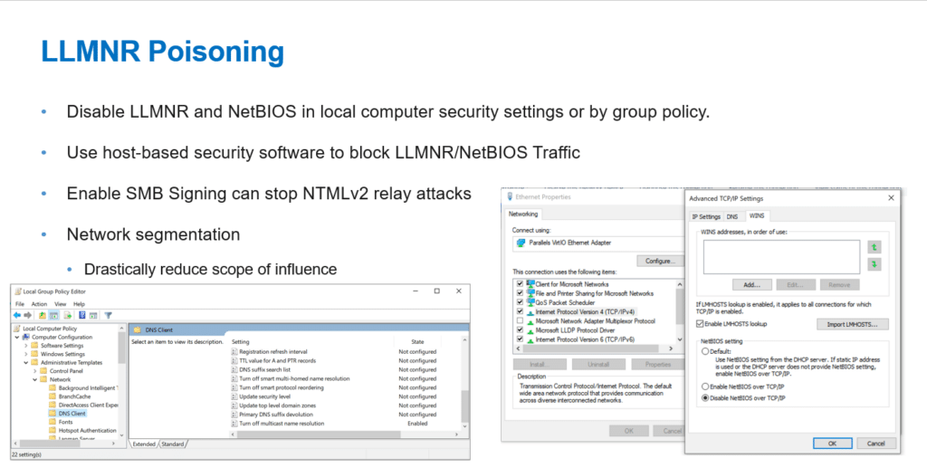 Defending against LLMNR Poisoning screenshot with lateral movement